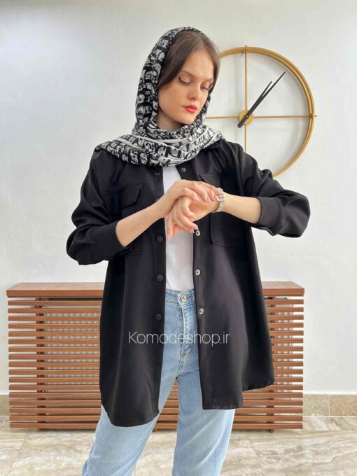 شومیز مانتویی کرپ مازارتی - Image 6
