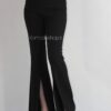 شلوار پارچه ای بوت کات ترک مشکی چاکدار