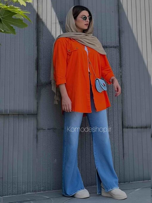 شلوار بگ دمپا داخل چاکدار آبی روشن - Image 4