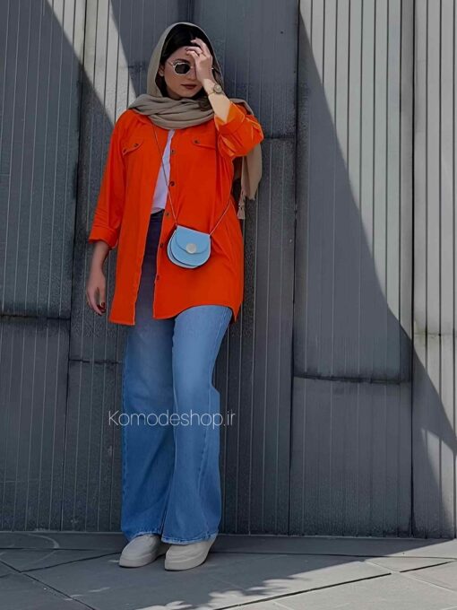 شلوار بگ دمپا داخل چاکدار آبی روشن - Image 5