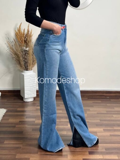 شلوار بگ دمپا داخل چاکدار آبی روشن