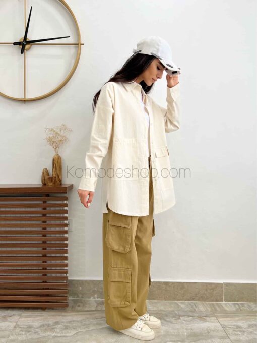 شومیز مانتویی نچرال کاکتوس و فلامینگو - Image 2