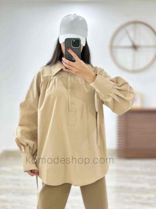 شومیز لینن پیله دار جلو بسته - Image 6