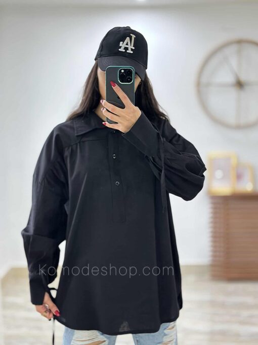 شومیز لینن پیله دار جلو بسته - Image 5