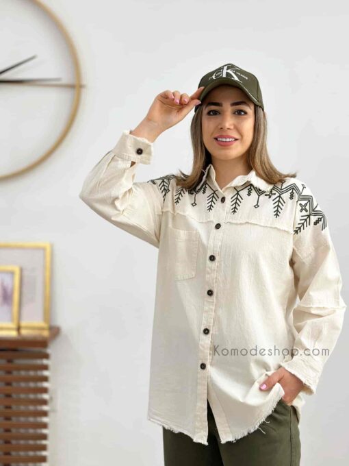 شومیز سرشانه گلدوزی باستانی - Image 3