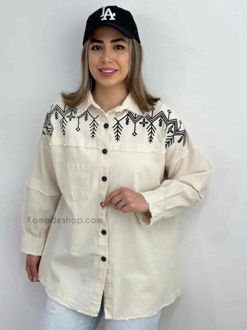 شومیز سرشانه گلدوزی باستانی