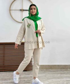 مانتو کتی گلدوزی کاکتوس