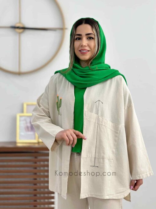 مانتو کتی گلدوزی کاکتوس - Image 2
