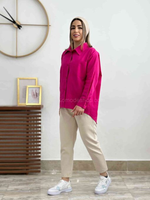 شومیز مانتویی تک جیب حنا - Image 16