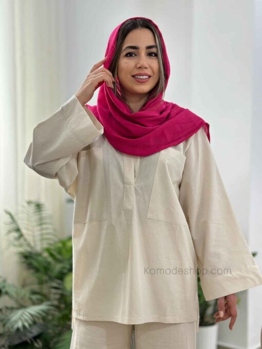 شومیز مانتویی جلو بسته یقه هفت دلسا - Image 7