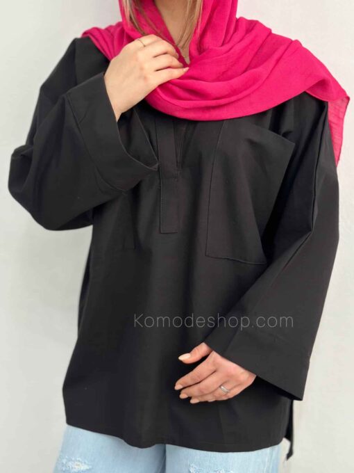 شومیز مانتویی جلو بسته یقه هفت دلسا - Image 5