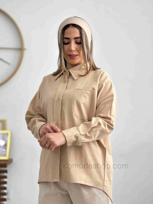 شومیز مانتویی تک جیب حنا - Image 3