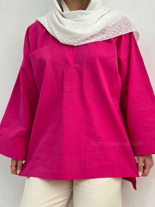 شومیز مانتویی جلو بسته یقه هفت دلسا - Image 6