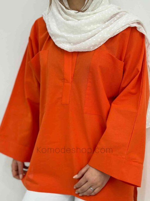 شومیز مانتویی جلو بسته یقه هفت دلسا - Image 11