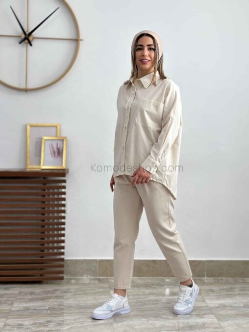 شومیز مانتویی تک جیب حنا - Image 8