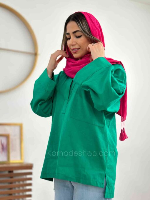 شومیز مانتویی جلو بسته یقه هفت دلسا - Image 4