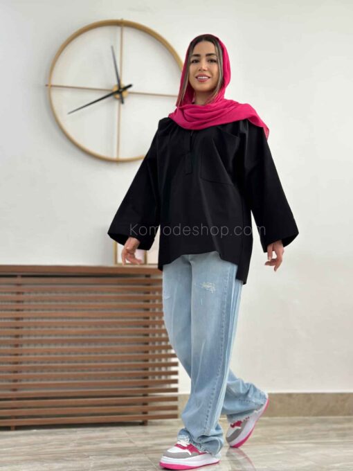 شومیز مانتویی جلو بسته یقه هفت دلسا - Image 9