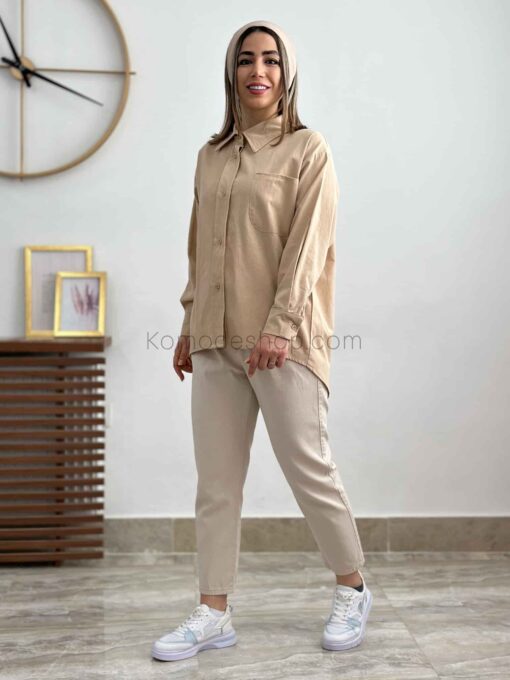 شومیز مانتویی تک جیب حنا - Image 10