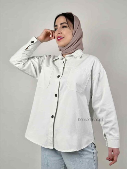 شومیز بیسیک کتان استخونی
