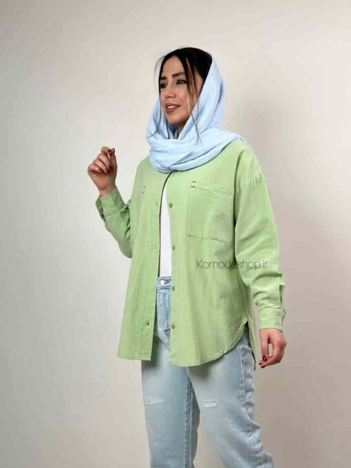 شومیز لینن دو جیب هلیا - Image 12