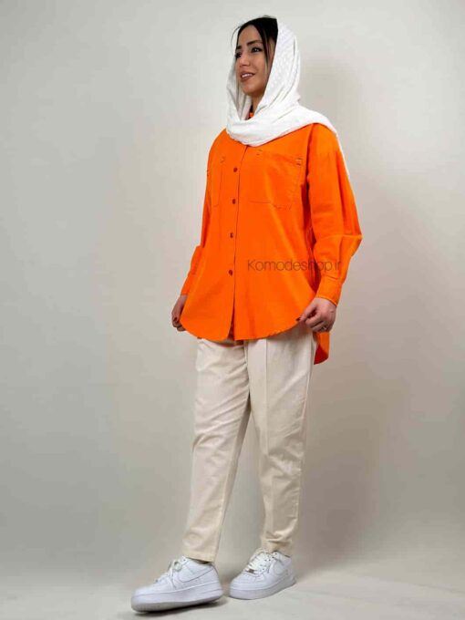 شومیز لینن دو جیب هلیا - Image 15
