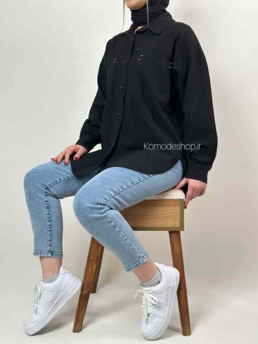 شومیز لینن دو جیب هلیا - Image 6