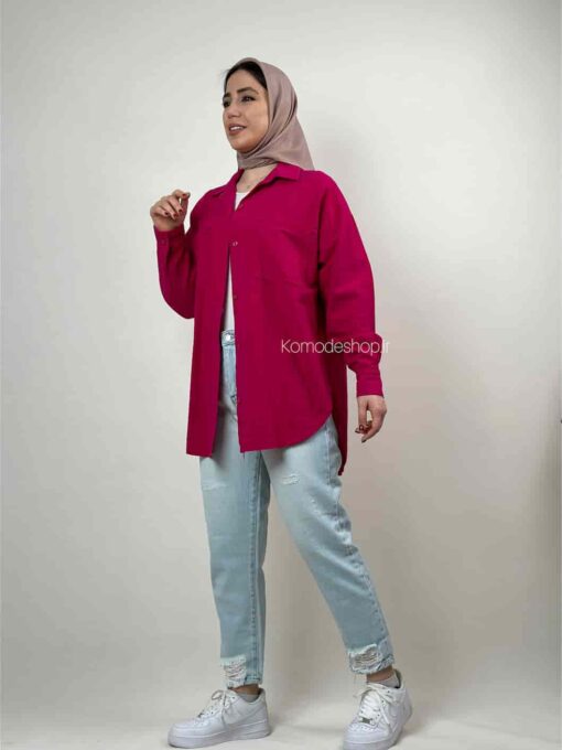 شومیز لینن دو جیب هلیا - Image 3