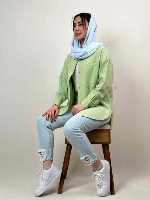 شومیز لینن دو جیب هلیا - Image 8