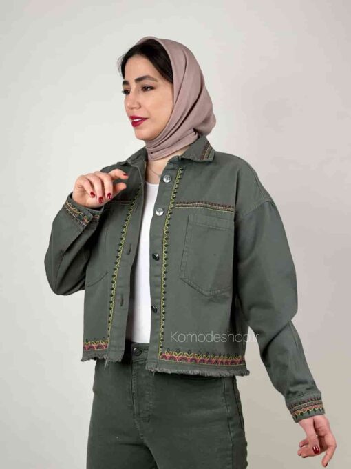 کت کتان گلدوزی وسترن - Image 10