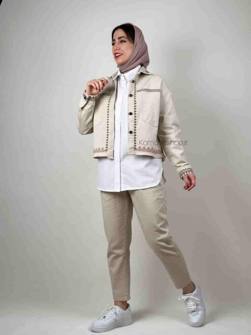 کت کتان گلدوزی وسترن - Image 11