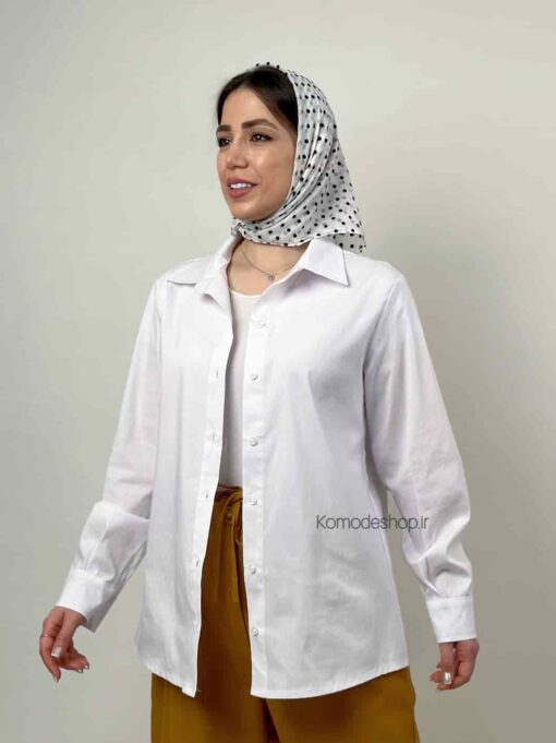 شومیز سفید پوپلین - Image 4