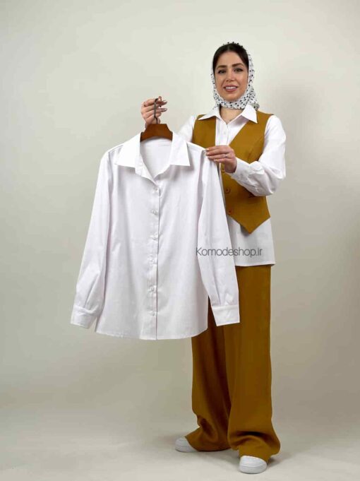 شومیز سفید پوپلین - Image 7