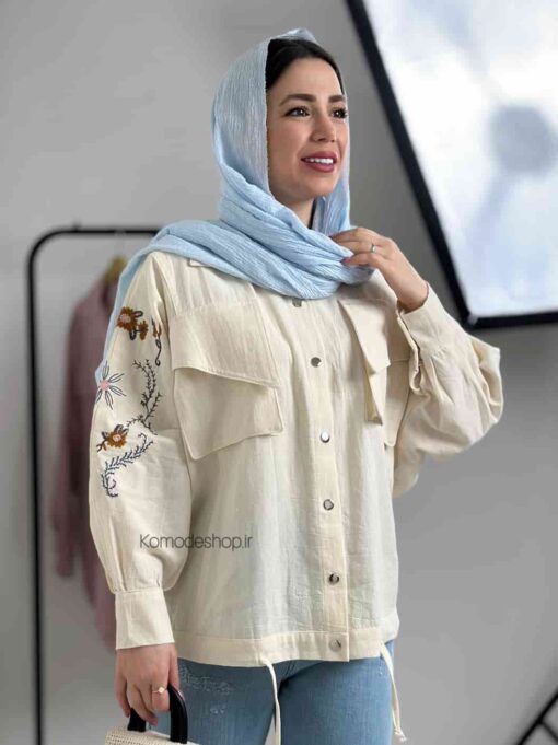 شومیز نچرال گلدوزی پایین گتدار ماهور - Image 6
