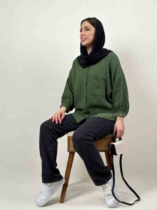 شومیز مانتویی دبل فیس هلن - Image 12
