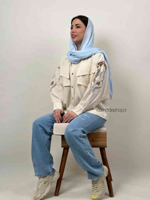 شومیز نچرال گلدوزی پایین گتدار ماهور - Image 2