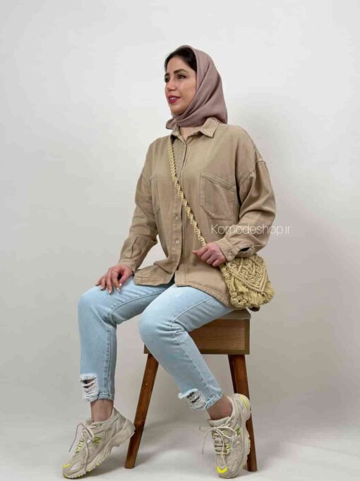 شومیز مانتویی کتان کاغذی مایا - Image 5