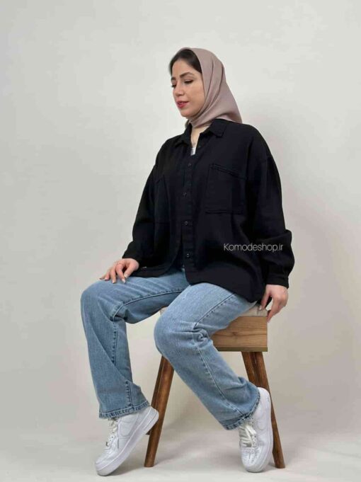 شومیز مانتویی کتان کاغذی مایا - Image 15
