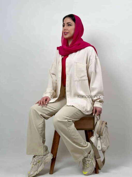 شومیز مانتویی کتان کاغذی مایا - Image 12