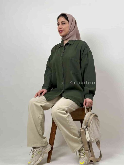 شومیز مانتویی کتان کاغذی مایا - Image 17