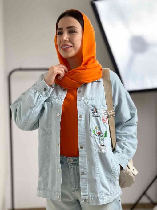 کت جین کاغذی جیب گلدوزی فرانسه - Image 4
