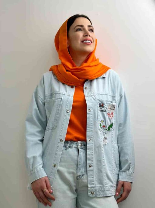 کت جین کاغذی جیب گلدوزی فرانسه - Image 6