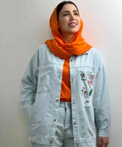 کت جین کاغذی جیب گلدوزی فرانسه
