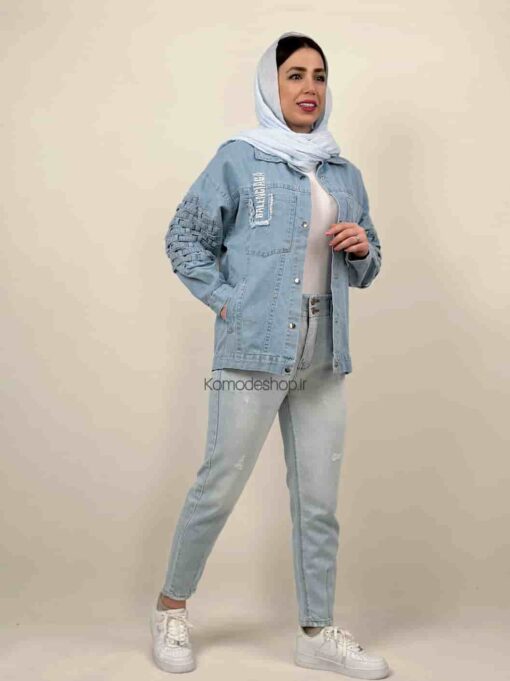 کت جین کاغذی آستین حصیری بالنسیاگا - Image 5