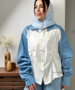 شومیز ترکیبی وارداتی H جین پوپلین