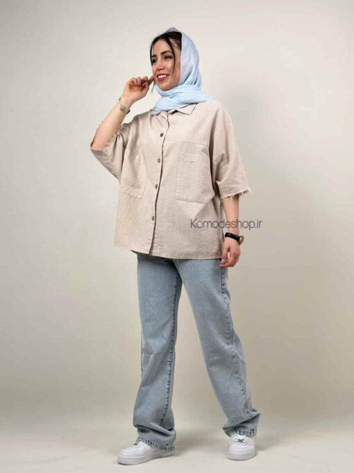 شومیز لینن آستین ریش بهار - Image 18