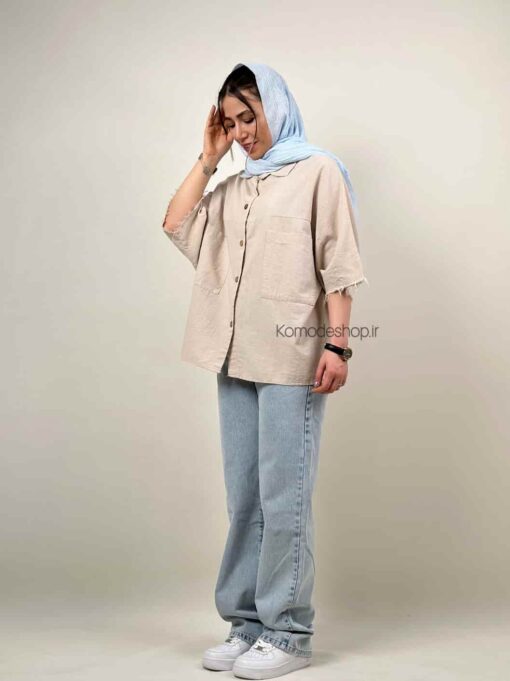 شومیز لینن آستین ریش بهار - Image 11