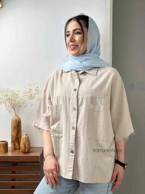 شومیز لینن آستین ریش بهار - Image 4