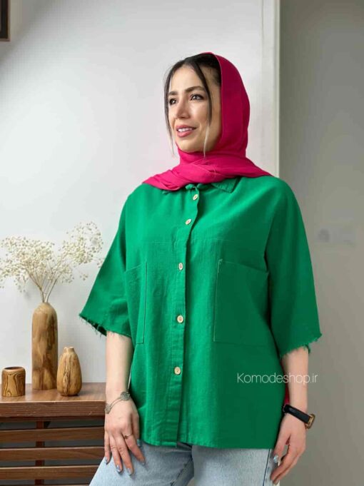 شومیز لینن آستین ریش بهار - Image 6