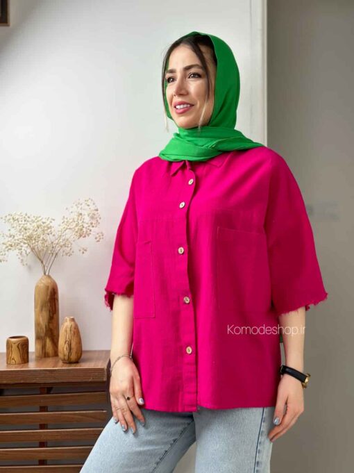 شومیز لینن آستین ریش بهار - Image 5
