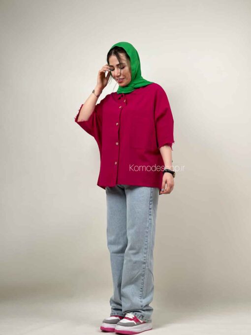 شومیز لینن آستین ریش بهار - Image 12